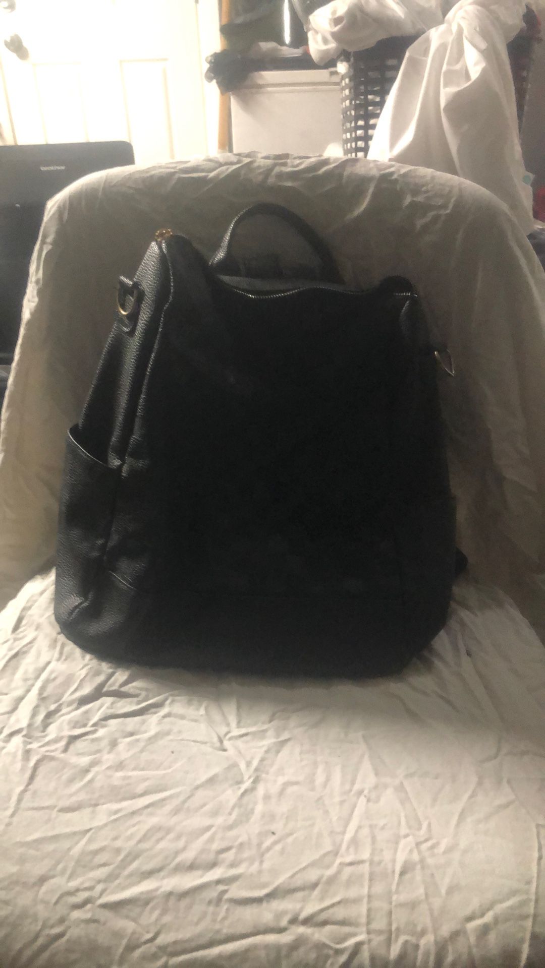 Black Checkered Backpack /purse