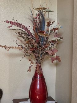 Large Bamboo Vase With Dried Flowers