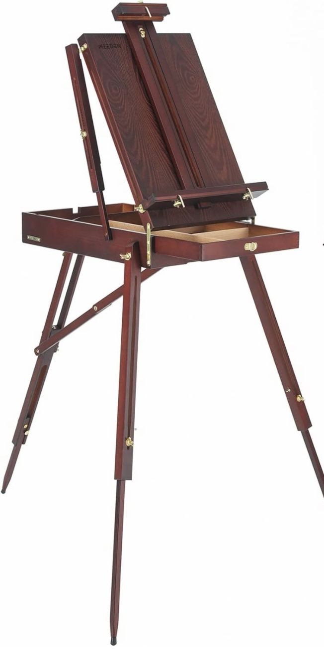 Wood Sketch Easel Box with Foldable Legs,Drawer Storage - NEW