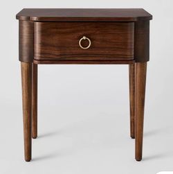 Dark Brown Wood Bedside Table