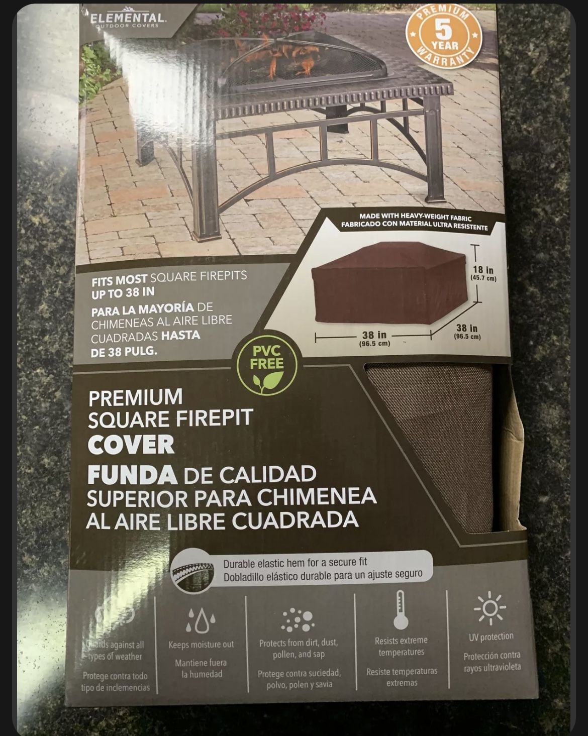 Elemental Outdoor 🔥Covers- Premium Square 🔥Fire Pit Cover - 38"x38"x38" NEW