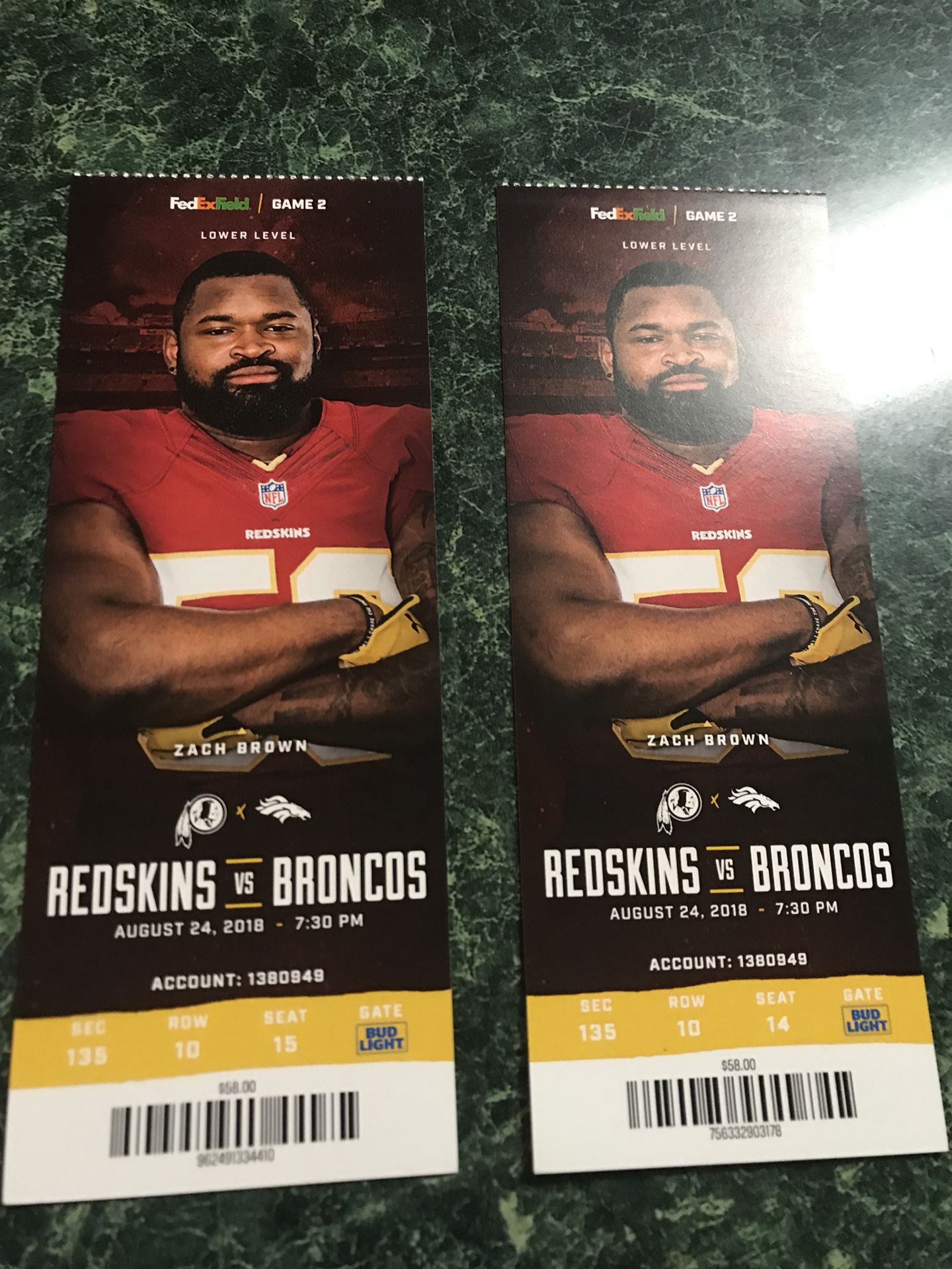 Redskins vs Broncos tickets