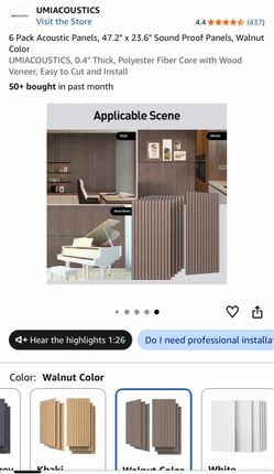 UMIACOUSTICS 6 Pack Acoustic Panels, Walnut Color. HAVE MULTIPLE, BRAND NEW.