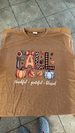 NEW Fall Thankful Grateful Blessed Graphic Tee - 4X