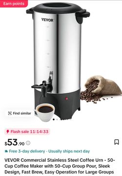 VEVOR 50-Cup Stainless Steel Coffee Urn