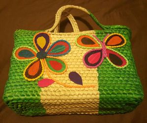 Hand woven tote bag