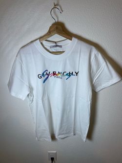Givenchy Paris Multicolor Embroidered Logo White T-Shirt size M/L