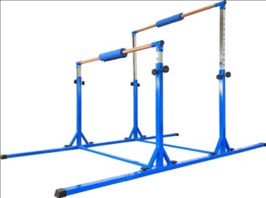 Gymnastics Double Horizontal Parallel Uneven Bars, Adjustable Blue NEW