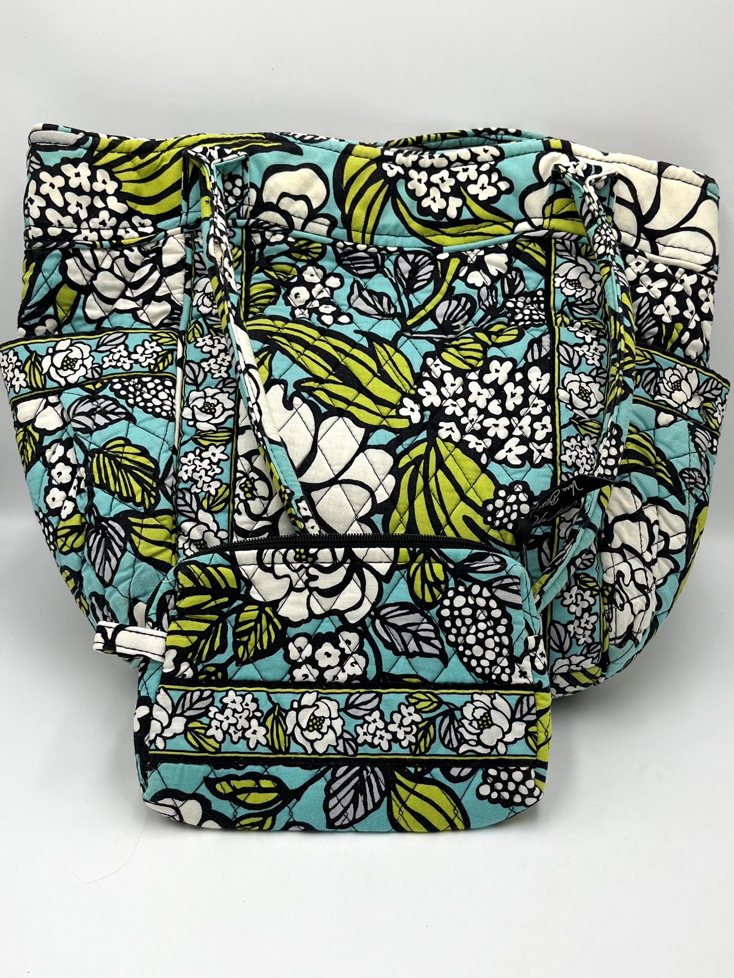 VERA BRADLEY FLORAL TOTE BAG & COSMETIC BAG SET