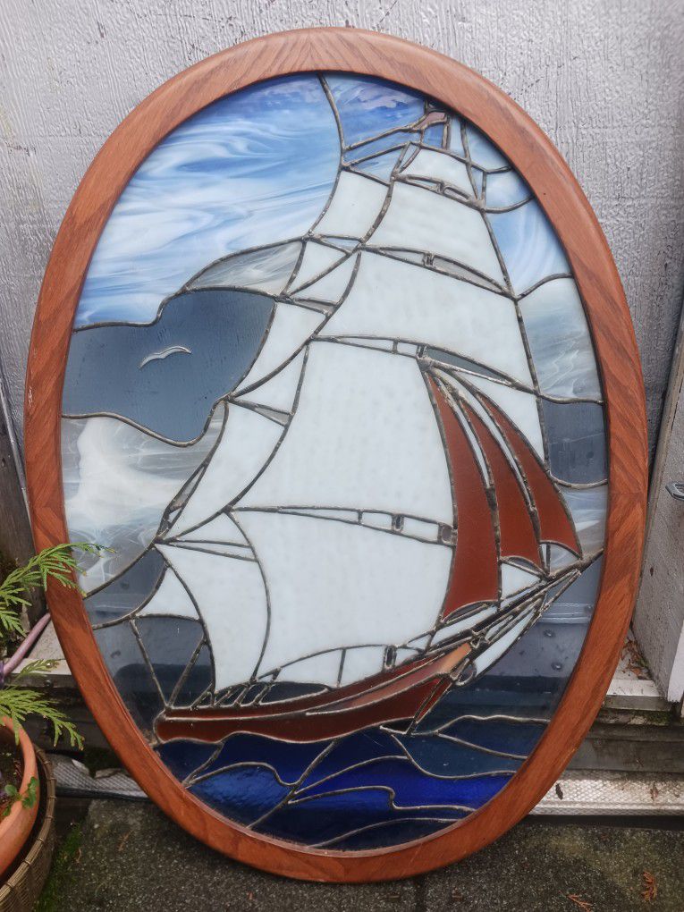 Vintage Stained Glass On Frame