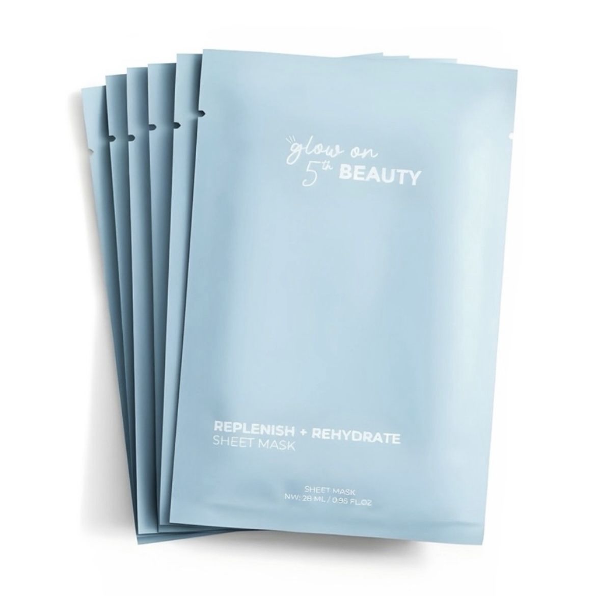 New Glow On 5th Replenish + Rehydrate Sheet Face Mask Set 5 Masks - Skincare