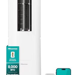 Hisense API0825UW1D Smart Inverter Twin Hose 8,000 BTU (DOE) 350 SF Heat/Cool Tower Portable Air Conditioner, White