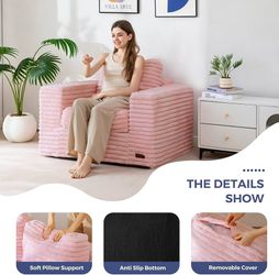 Giant Beanbag Chair for Adults, Upholstered Floor Sofa with Pillows and Armrests, Large Plush Beanbag Sofa Chair for Bedroom Living Room
