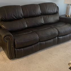 Like New Leather Power Recliner Sofa