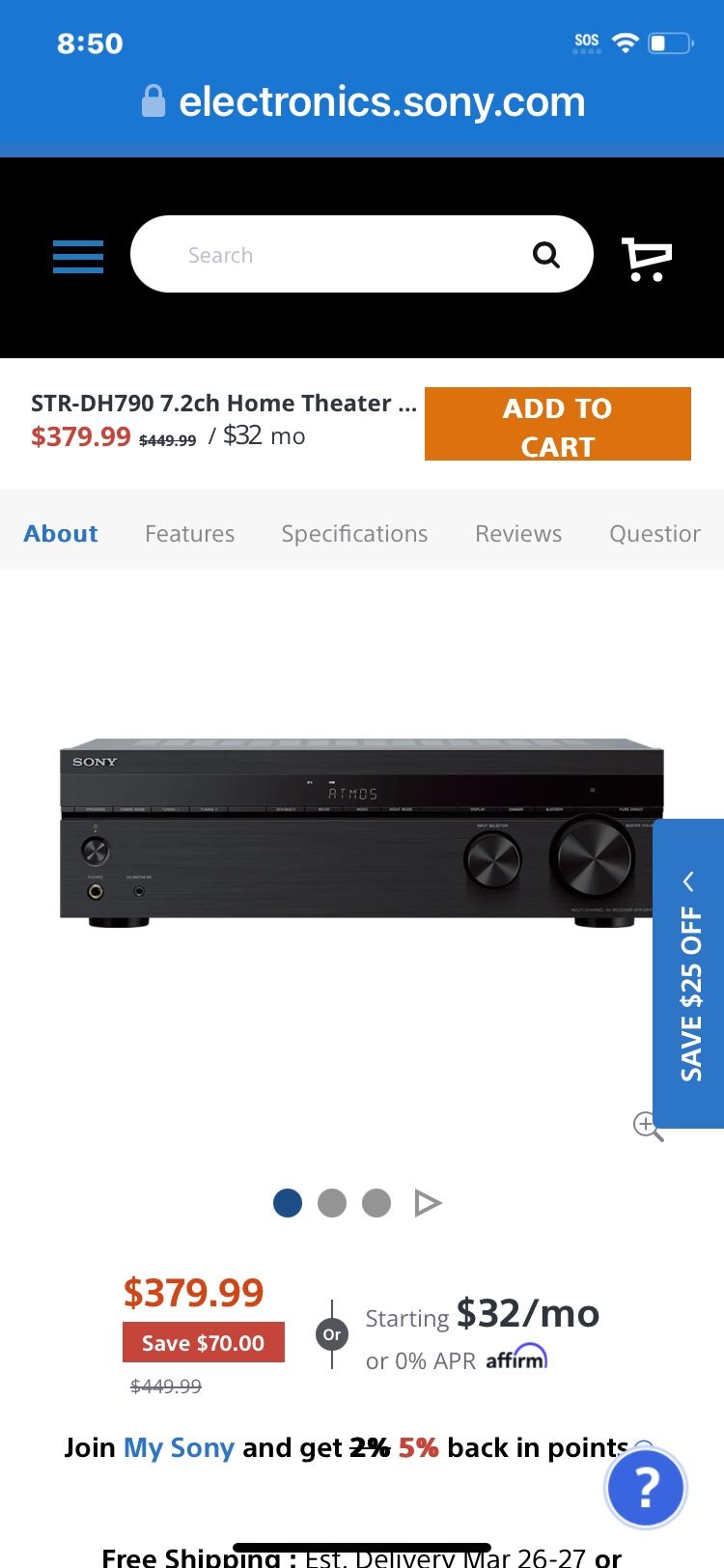 Sony STR-DH790 Multi Channel Av Receiver 