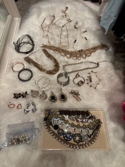 Mix costume jewelry chains earrings bracelets