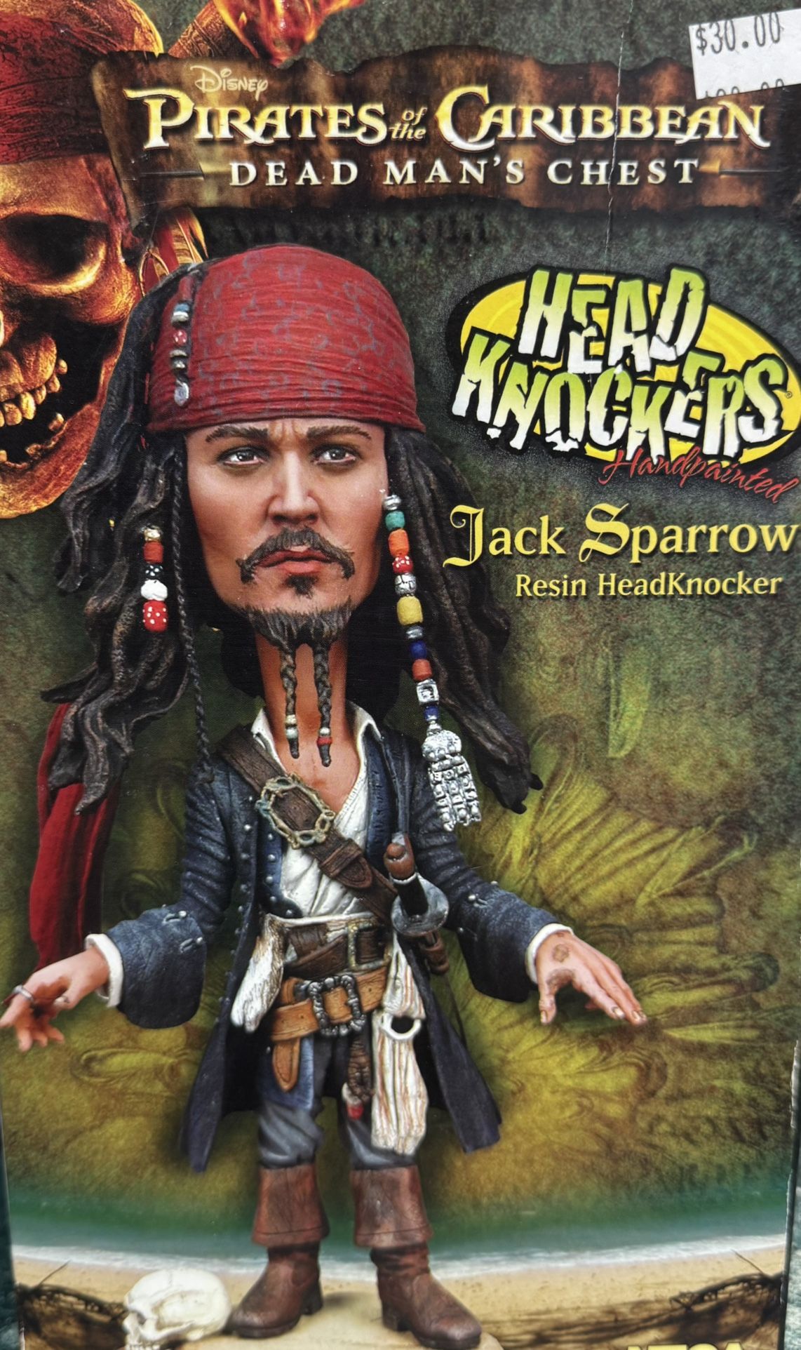 Disney Pirates of the Caribbean dead man’s chest Jack Sparrow resin headknocker