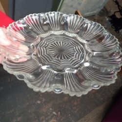 2 Anchor Hocking Deviled eggs plates 