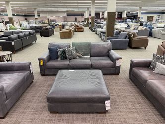Toscano Medici Leather Track Arm Sofa - Dark Gray (Splendor Dark Gray) | Couch | Living Room Couch