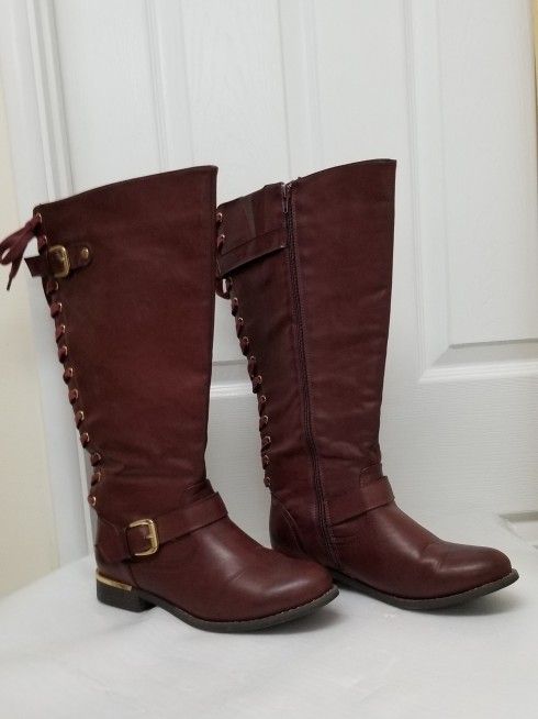 Dakota Maroon Knee Boots 8.5