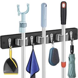 BRAND NEW Broom and Mop Organizer Wall Hanging for Home, Kitchen, Garden, Garage, Laundry (3 Racks 4 Hooks)