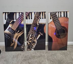 3-Piece Music Instruments Canvas Wall Art Set