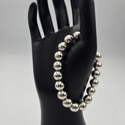 Stunning Tiffany & Co. 10mm Bead Bracelet 7.5" .925 Sterling Silver