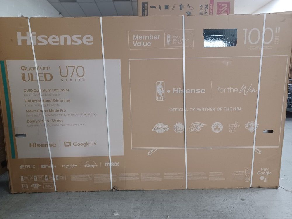 100" Screen QLED By Hisense 100U70N.  Original Box SEALED.  We Offer FINANCING