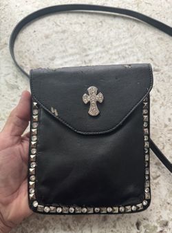 Black Leather Crossbody Purse ✝️ Studded Crossbody Bag