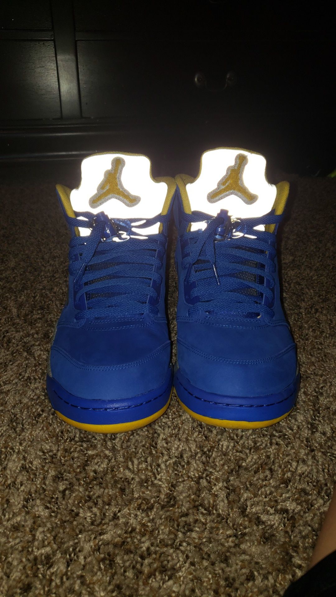 Jordan 5s Blue and yellow