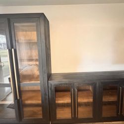 Modern Solid Wood Glass Display Cabinets (2-Piece Set) – High End