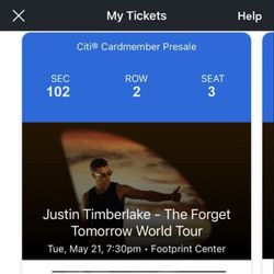 Justin Timberlake The Forgot Tomorrow World Tour Tuesday May 21