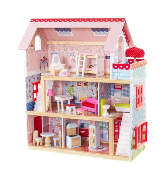 KidKraft Dollhouse Chelsea Doll Cottage Wooden Dollhouse ONLY - Without Furniture