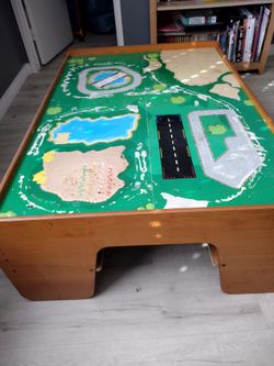 Wooden train table for kids