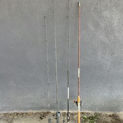 Lot Of 4 Nice Fishing Poles  MUST SEE!!!!!!