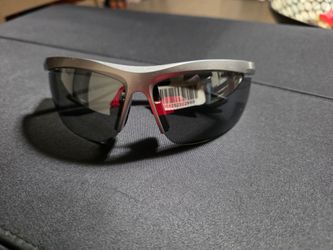 Sport Wrap Sunglasses Silver Frame Dark Lens