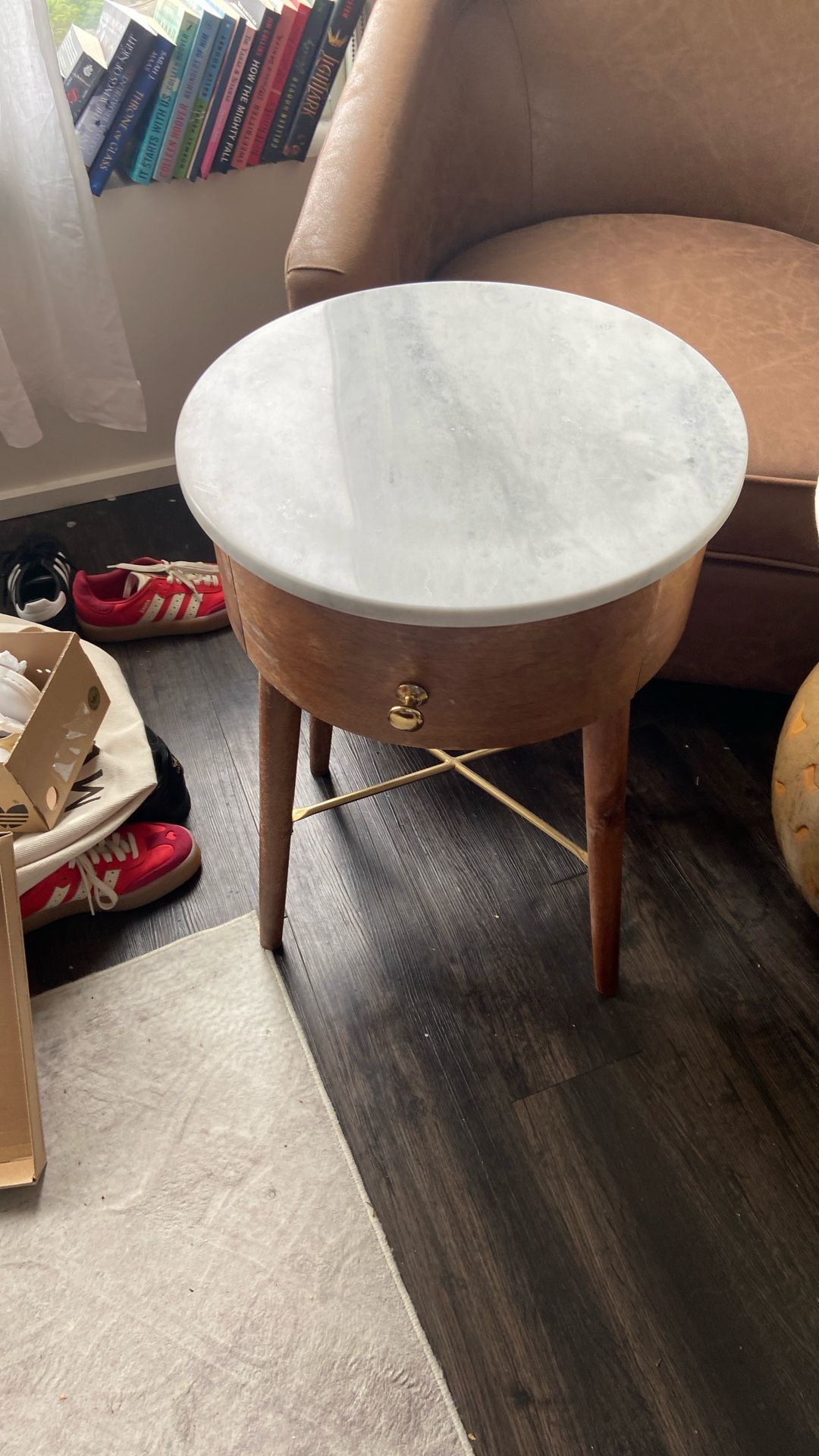 Marble Side Table With Drawer