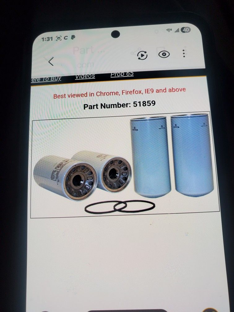 NEW SPIN-ON HYDRAULIC FILTER, PART NO. 551859