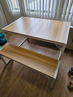 Modern 3-Piece Dining Set - Table & 2 Matching Benches - Space Saving