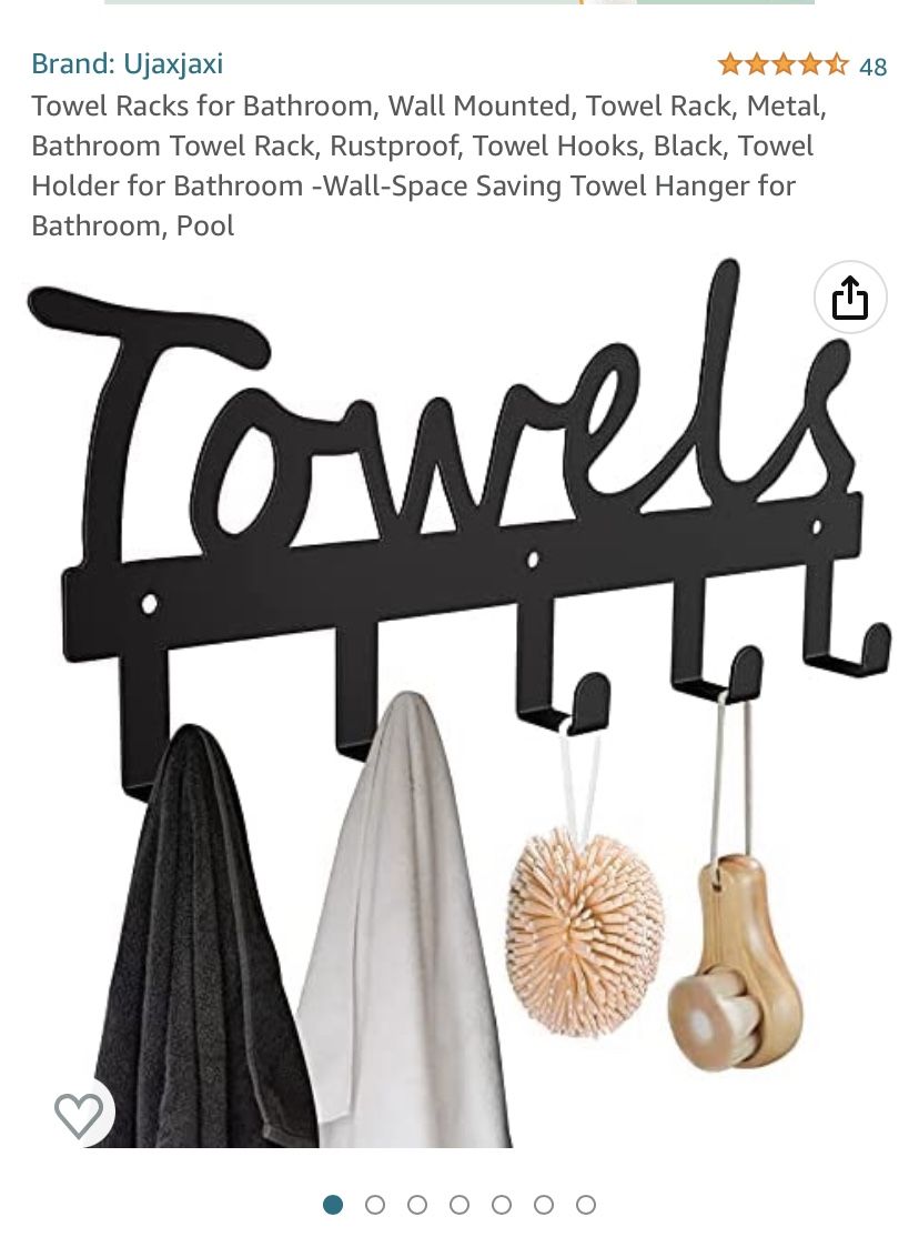 Bathroom Towel Rack, Rustproof, Towel Racks for Bathroom, Wall Mount – Space Saving and Easy to Install -Sturdy Towel Hooks -The Perfect Addition to Y