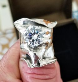 Sterling Silver Brutalist CZ Ring
