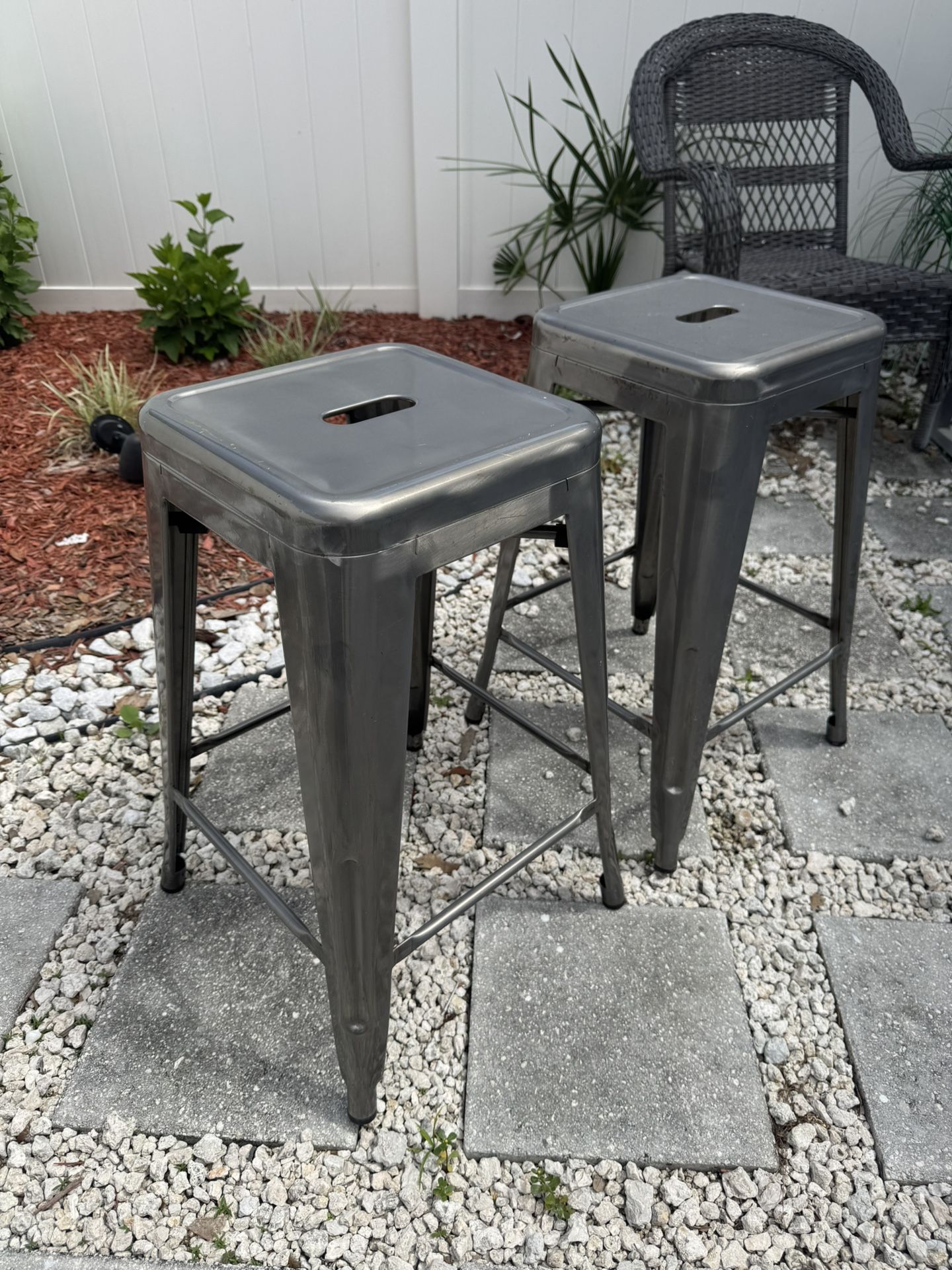 Pair Of Metal Bar Stools 