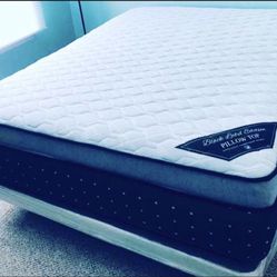 MATTRESS Queen Size Double Pillow Top Medium And Firm Orthopedic 14”thick Brand New We Finance We Deliver