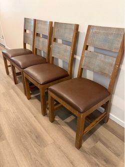Antique Multicolor Chairs w/ Solid Wood - Faux Leather Seats -Multicolor Finish (Set of 4)