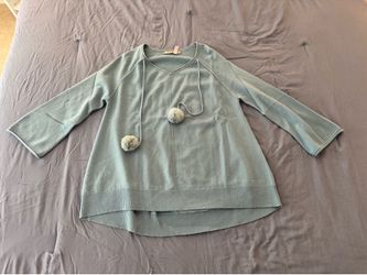 In Cashmere Baby Blue 100% Cashmere Pom-Pom Knit Sweater - Size M