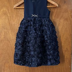 Dark Blue Dress With Flower Pattern Size 6 