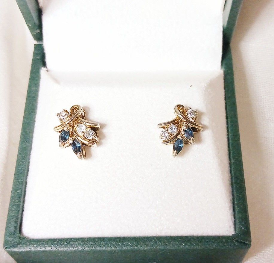 Sapphire And Lab Created Diamond Earrings