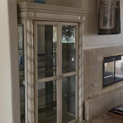 Beautiful Wood And Glass Armoire 