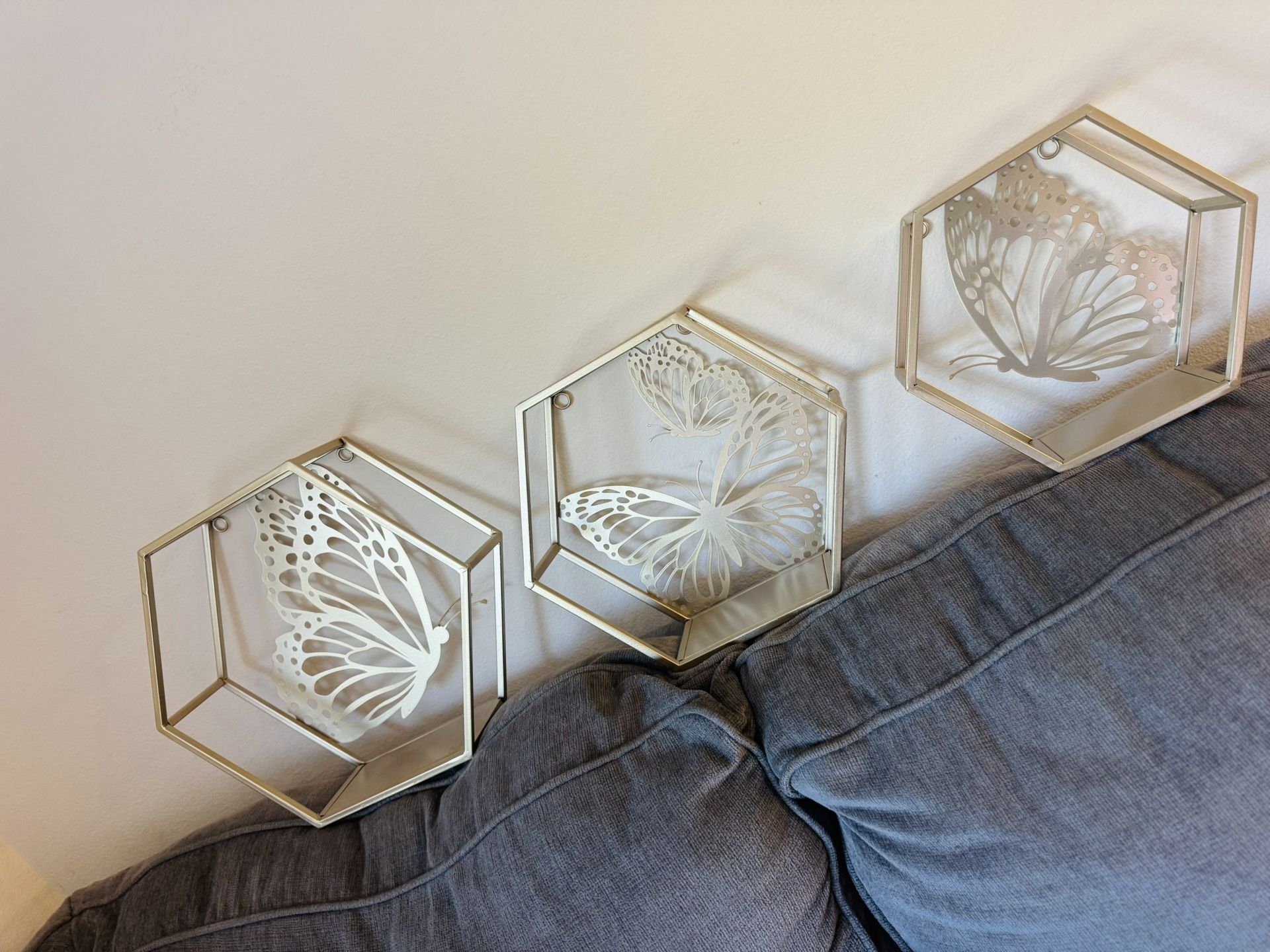 Cute Butterfly Like New Gold Wall Shelves