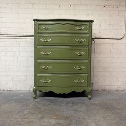 Delivery is available Vintage solid wood Bassett tall chest dresser with 5 storage drawers $550 OBO!